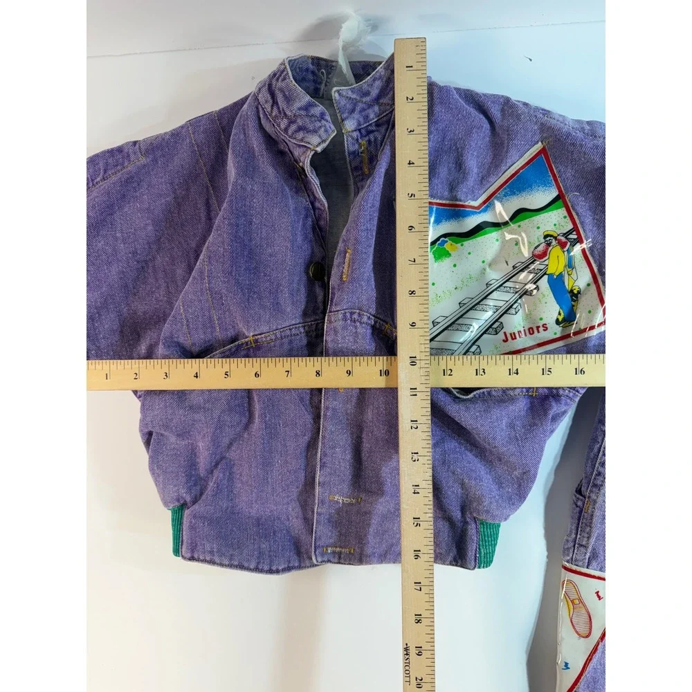 Vintage Purple Acid Wash Denim Jacket and Pants Set Juniors Graphic 2 Piece